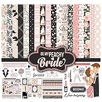 Inkdotpot Peach & Black Wedding Theme Collection Double,Sided Scrapbook Paper Kit Cardstock 12