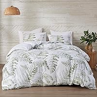 Inspire by INTELLIGENT DESIGN Reversible 100% Cotton Sateen Duvet-Breathable Comforter Cover,Modern All Season Bedding Set with Sham(Insert Excluded),Judith,Palm Leaf GreenKing/Cal King(104