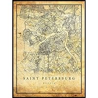 Saint Petersburg map vintage style poster print | Old city artwork prints | Antique style home decor | Russia wall art gift | vintage map reprint 8.5x11