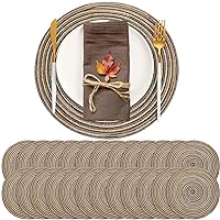 Buryeah Round Placemats 12 Inch Wedding Table Placemats Circle Woven Placemats Circular Braided Washable Table Mats for Wedding Party Romantic Decorations(Dark Coffee, 48 Pieces)