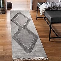 Superior HandTufted Wool Indoor Large Area Rug, Diamond Pattern, Home Decor, Living Room, Kitchen, Dining, Office, Bedroom, Entry, Soft Floor Throw, Cotton Backing, Nakos Collection, 2.6' x 10', Slate