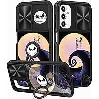 Joyleop (2in1 for Galaxy A14 5G Phone Case Cartoon Cute for Girls Pretty Women Teen Kids Girly Covers Black Pattern Design with Slide Camera Cover+Ring Holder for Samsung Galaxy A14 5G 6.6” Skull