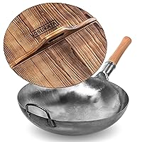 YOSUKATA Silver Round Bottom Wok Pan – 14