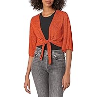 Star Vixen Women's Stretch Hacci Knit Tie-Front Shrug Sweater