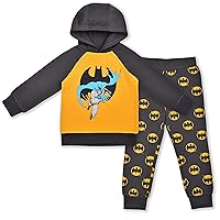 Warner Bros. Batman Justice League Boy's 2 Piece Hoodie and Jogger Pants Set for Toddlers and Little Boys - Black/Yellow