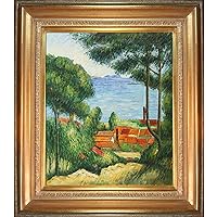overstockArt La Pastiche View Through Trees, L'Estaque by Cezanne with Mediterranean Gold Frame