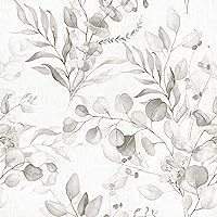 Floral Wallpaper Peel and Stick Wallpaper for Bedroom Grey Floral Wallpaper Boho Contact Paper for Cabinets Removable Wallpaper Self Adhesive Farmhouse Eucalyptus Leaf Wallpaper Nursery 17.3