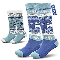 Socks Daze 2 Pack Kids Merino Wool Blend Ski Socks Knee High Winter Warm Snowboard Skating Socks for Boys Girls Toddler