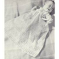 Vintage Knitting PATTERN to make - Baby Christening Gown Long Short Dress Lace. NOT a finished item. This is a pattern and/or instructions to make the item only.