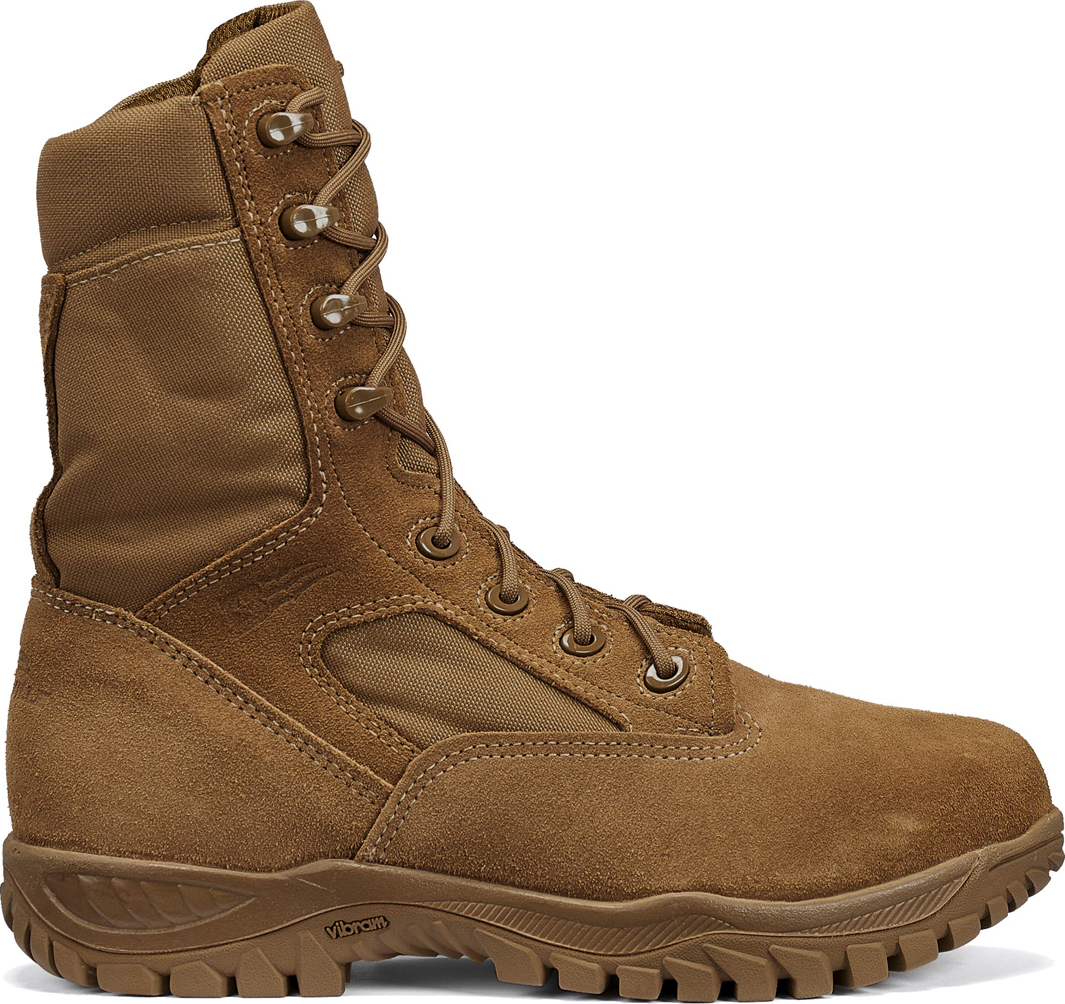 Belleville C312 ST 8” Hot Weather Steel Toe Tactical Boots for Men - AR 670-1/AFI 36-2903 Coyote Brown Leather with Slip-Resistant Vibram Incisor Outsole; Berry Compliant