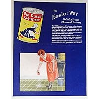 Old Dutch Cleanser, 20's Print Ad. Full Page Color Illustration (woman cleaning floor) Original Vintage 1924 Modern Priscilla Magazine Print Art