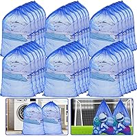 30 Pack 24 x 36 Inches Large Mesh Bags for Laundry, Wash bags, Sturdy Mesh Material Closed with Drawstring, Factory, University, Dormitory, Travel and Apartment Dweller (Blue)
