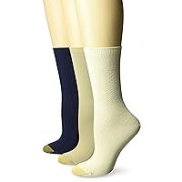 GOLDTOE Women's Ultra Soft Texture Crew Socks, 3 Pairs, Bone/Khaki/Peacoat, Shoe Size: 6-9