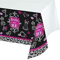 Creative Converting Bridal Bash Plastic Tablecover with Border Print, 54 by 102