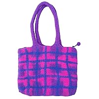 Checkered Purple Felt Handbag
