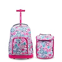 J World New York Unisex Kid's Lollipop Rolling Backpack & Lunch Bag Set, Blue Raspberry, One Size