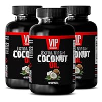 antioxidant vitamins - COCONUT OIL 3000MG EXTRA VIRGIN - coconut oil bulk, coconut oil for hair growth and thickening, coconut oil for skin moisturizer, coconut oil for skin and hair, 3 Bot 180 Caps