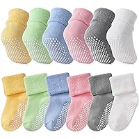 SDBING Baby Boys Girls Grips Socks Infant Toddlers Kids Non Slip Warm Thick Cotton Ankle Crew Socks with Grippers