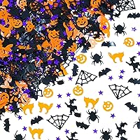 Halloween Party Table Scatter Confetti - Pumpkin Spider Webs Foil Metallic Sequins Confetti Trick or Treat Party Sprinkles Confetti Decorations, 60g