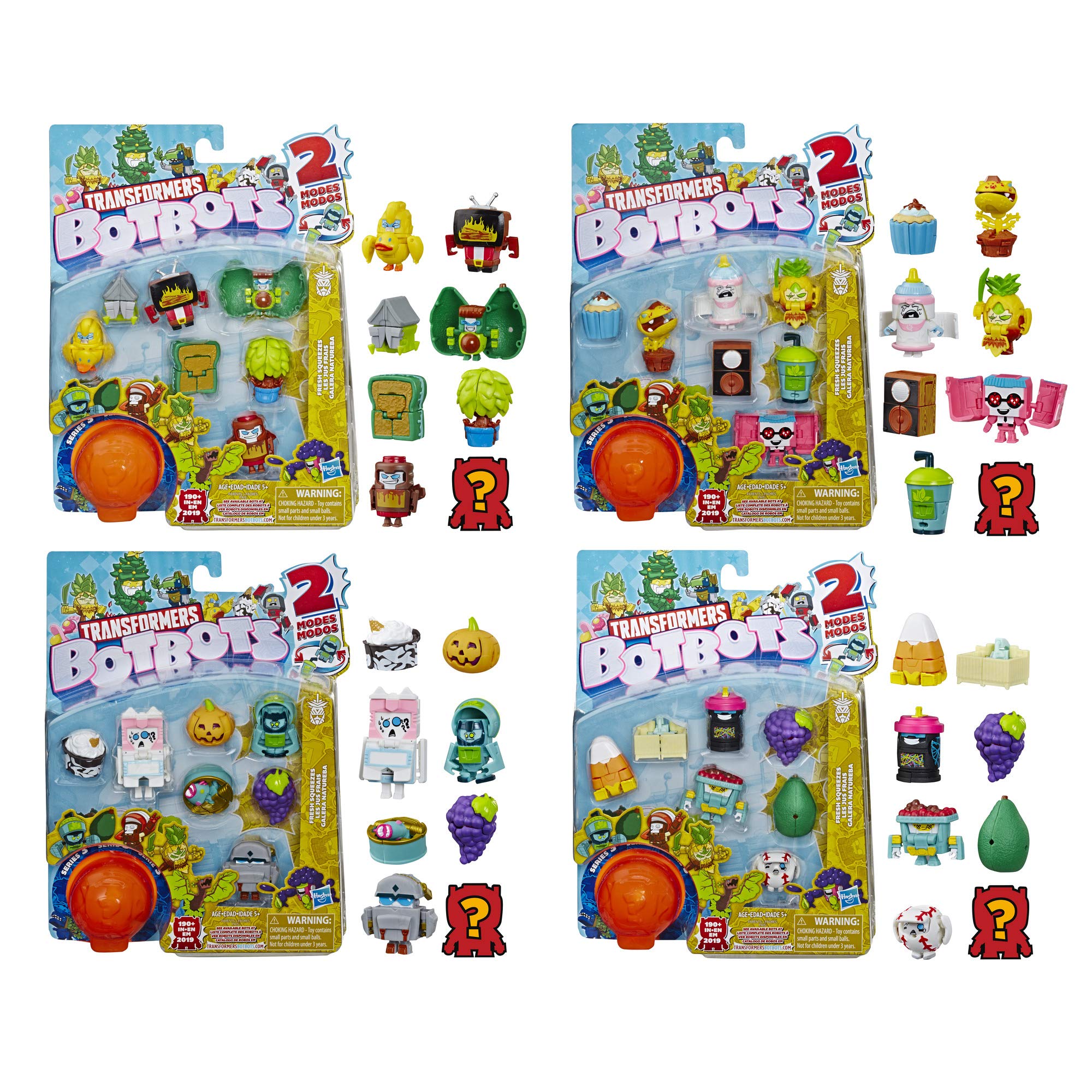 Transformers Toys Botbots Series 3 Fresh Squeezes 8 Pack - Mystery 2-in-1 Collectible Figures! Kids Ages 5 & Up (Styles & Colors May Vary) by Hasbro