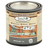 SamaN Interior One Step Wood Seal, Stain and Varnish – Oil Based Odorless Dye - Protection for Furniture and Fine Wood (Prestige Grey SAM-319, 8 oz)