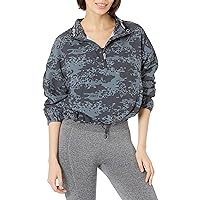 Calvin Klein Performance Women's Print Funnel Collar 1/2 Zip Pullover with Rouched Sleeves
