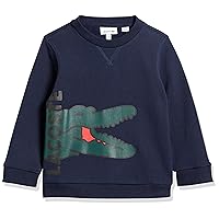 Lacoste Kids' Long Sleeve Large Croc Graphic Crewneck Sweatshirt