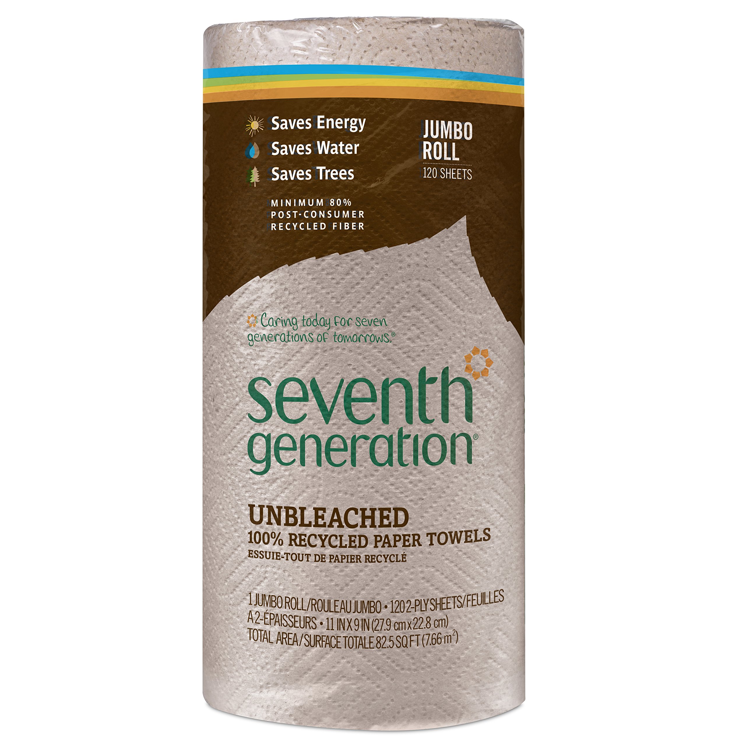 Seventh Generation Unbleached Paper Towels, 100% Recycled Paper, 30 Jumbo Rolls