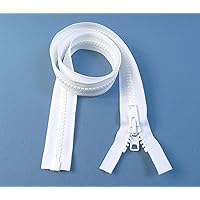 YKK Zipper, White #10 Brand Separates at The Bottom, Marine Grade Metal Tab Slider, Heavy Duty (24