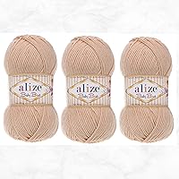 Alize Baby Best Yarn 90% Anti-Pilling Acrylic 10% Soft Bamboo Blend Crochet Hand Knitting Art Lot of 3 Skeins 300gr 786yds (3 Pack, Powder - 382)