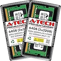 A-Tech 64GB (2x32GB) DDR4 3200MHz PC4-25600 (PC4-3200AA) CL22 ECC SODIMM 2Rx8 1.2V 260-Pin RAM Memory for Microserver, Workstation, and Networking Platforms