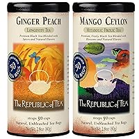 The Republic of Tea – Citizens’ Favorite Black Teas - Ginger Peach and Mango Ceylon Black Tea Bundle – 50 Count Tea Bags Each