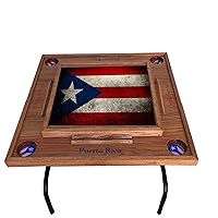 Puerto Rico Flag V Domino Table - Cherry