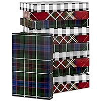 Hallmark Medium Gift Boxes with Lids (12 Shirt Boxes, 3 Designs: Buffalo Check, Red Plaid, Green Tartan) for Christmas, Holiday Parties, Hostess Gifts, Father's Day