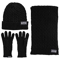 Jeep Women's 3 Piece Cable Knit Scarf, Beanie, and Gloves Set - One Size Fits Most