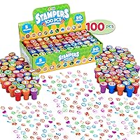 100 Pcs Assorted Stamps for Kids Self-Ink Stamps (50 Different Designs, Dinosaur, Zoo Safari Stampers) for Party Favor, Carnival Prizes, School, Easter Egg Stuffers, Halloween, Christmas