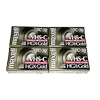 Maxell VHS-C TC-30 HGX Gold Blank Cassettes - Pack of 4 Cassettes