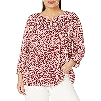 Tommy Hilfiger Women's Plus Long Sleeve Blouse With Tie Detail
