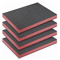 4 Pcs Cuttable Polyurethane Foam Pads Foam Sheets Craft Foam Black Tool Box Foam Insert for Cases Packing Padding Camera Toolbox Storage (Red, Black, 16 x 12 x 1.5 Inch)