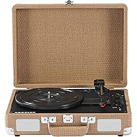 Crosley CR8005F-BW Cruiser Plus Vintage 3-Speed Bluetooth in/Out Suitcase Vinyl Record Player Turntable, Basketweave
