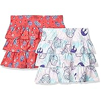 Amazon Essentials Disney | Marvel | Star Wars | Frozen | Princess Girls' Knit Ruffle Scooter Skirts (Previously Spotted Zebra), Pack of 2, Red/White/Star Wars/Tie Dye, Medium
