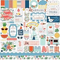 Carta Bella Paper Company Summertime Element sticker, navy, red, teal, yellow, green, pink