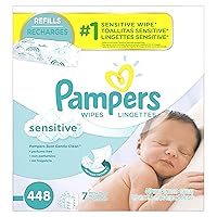 Pampers Baby Wipes Sensitive 7X Refill, 64 Count (Pack of 7)