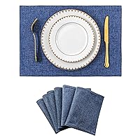 Home Brilliant Set of 6 Placemats Heat Resistant Dining Table Place Mats Kitchen Table Mats, Navy Blue