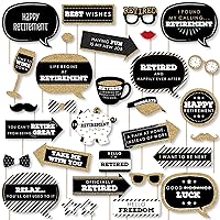 Big Dot of Happiness Funny Happy Retirement - Retirement Party Photo Booth Props Kit - 30 Count