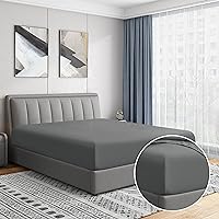 Cathay Home Luxury Wrinkle And Fade Resistant Double Brushed Ultra Soft Microfiber 14-inch Standard Pocket Single Fitted Sheet, Gray, Twin