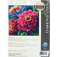 Dimensions Zinnia Flowers Needlepoint Embroidery Kit for Beginners, 5