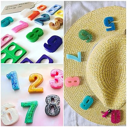 Wocuz 2 Pack Large Letter Silicone Mold Big Number Mold Alphabet Crayon Mold Chocolate Mold Caking Baking Pan Abc Baking Utensils Ice Tray Mold for Biscuit Ice Cube Chocolate Resin Concrete