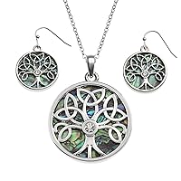 Kiara Jewellery Boxed Set of Reversible Celtic Tree Of Life Pendant with inset glass stone on 18