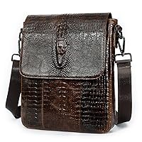 Leather Flap Messenger Bag for Men Small Crossbody Shoulder Bag,Novelty Crocodile Embossed